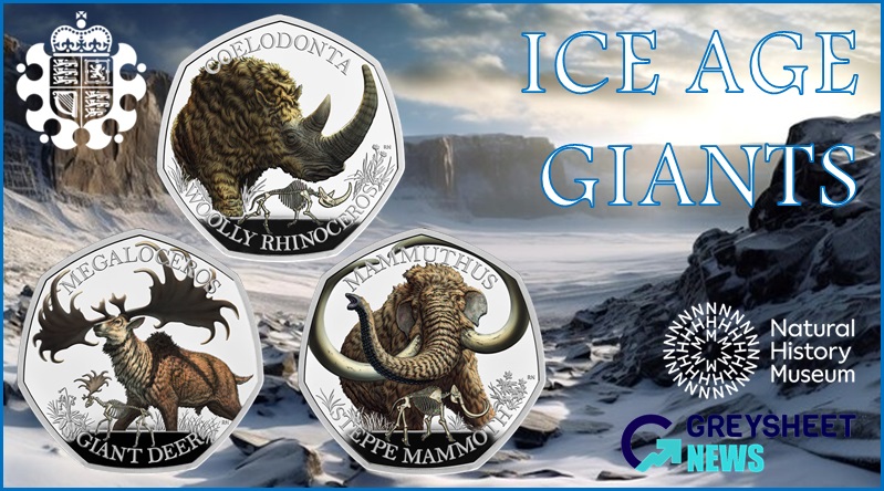 enlarged image for United Kingdom: New Gold And Silver Coins In Tales Of The Earth Series Launches Ice Age Giants