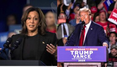 Harris, Trump polls; swing state results