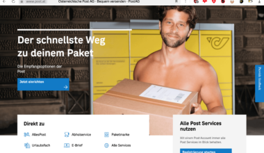 Why is there a shirtless guy on the start page of Austria's postal service? Explain yourselves, mountain Germans