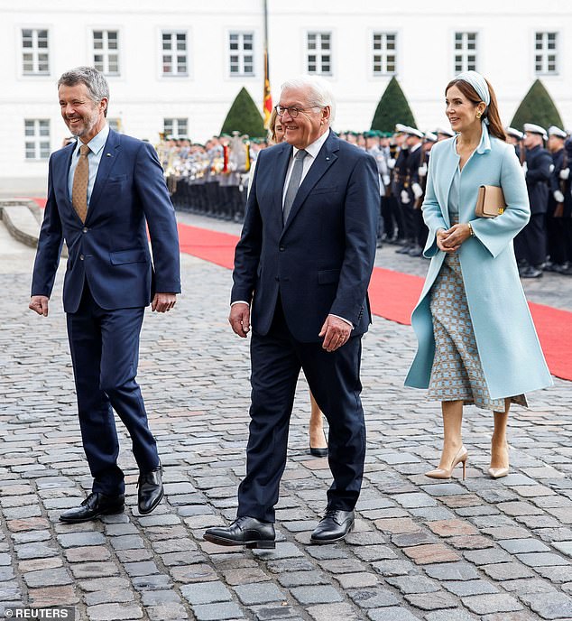 Queen Mary and King Frederik, 56, are in the German capital to celebrate the 25th anniversary of the Nordic Embassies