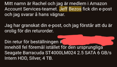 Glömmer aldrig första och sista gången jag handlade ifrån Amazon, om man tar kontakt med kundtjänsten så går e-posten tydligen direkt till Bezos