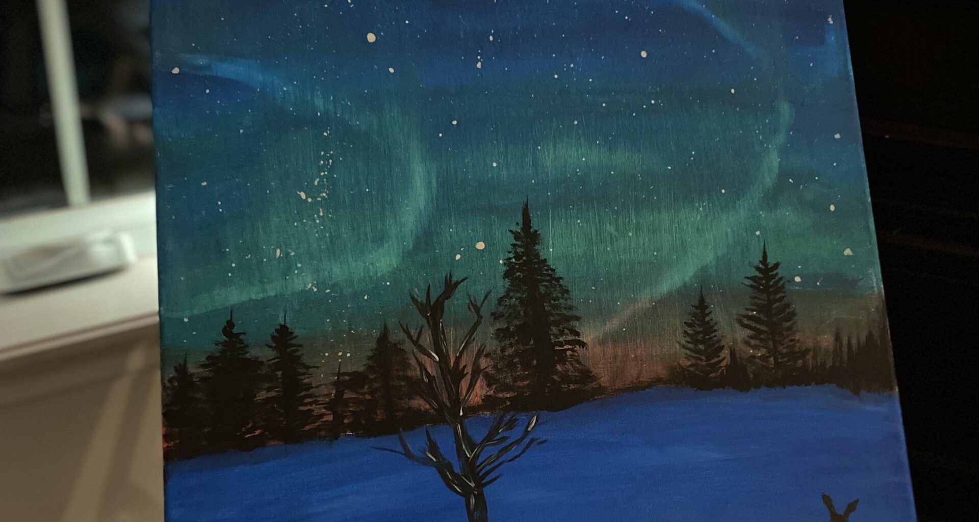 My painting is 18'24' inch. northern lights.