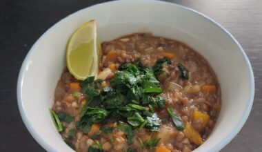 Stew w/ black, red and brown lentils and colorful veggies & a carrot-cabbage salad with peanut and lime dressing