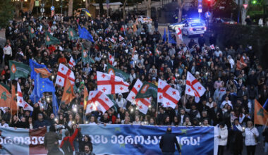 Tens of thousands of pro-EU supporters rally in Georgia ahead of key vote