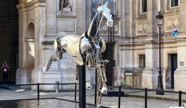 ZEUS, the metal horse from the Olympic opening ceremony, on display at Versailles