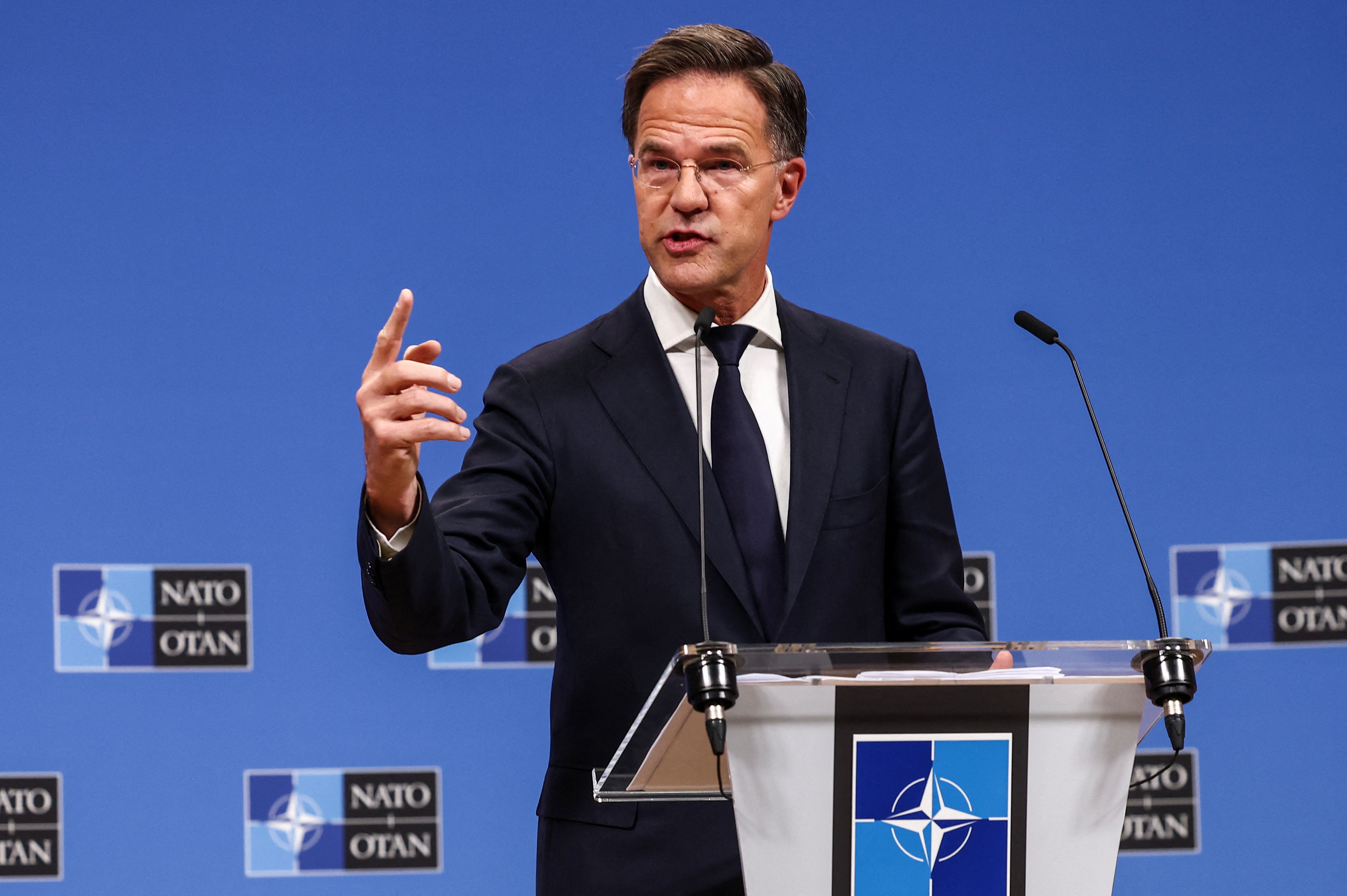 NATO Secretary-General Mark Rutte holds a press conference, in Brussels