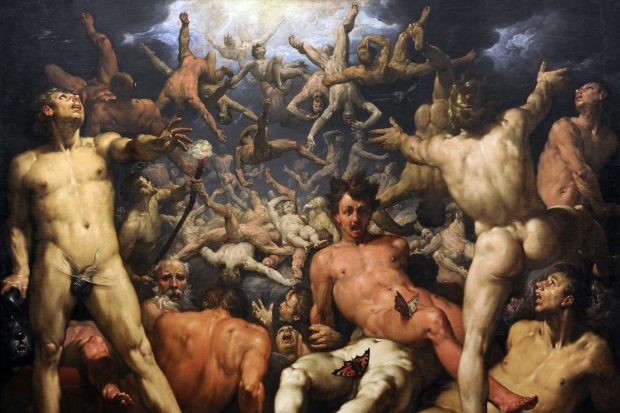 'The Fall of the Titans', 16th-century painting depicting the Titanomachy by Cornelis van Haarlem