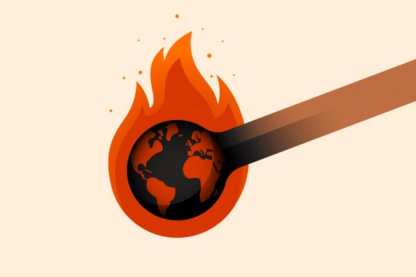 Earth globe in a shape of a lit match