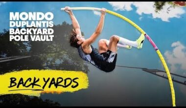 Mondo Duplantis' (SWE) pole vault backyard set up in the US