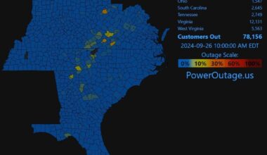 [OC] Hurricane Helene power outage timelapse