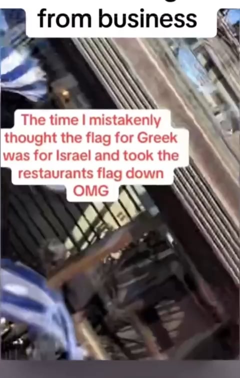 Uneducated girl takes a Greek Flag for an Israeli Flag