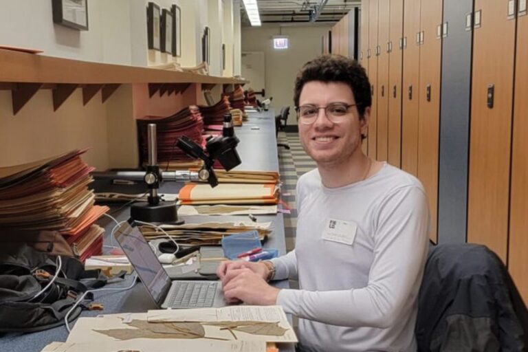 Scientists like Matheus Colli-Silva use the herbarium at Missouri Botanical Garden to inform their research. Image courtesy of Juliana Phillip.