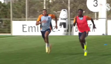 Mbappé and Vini sprinting together in today’s training. I wonder who’s faster