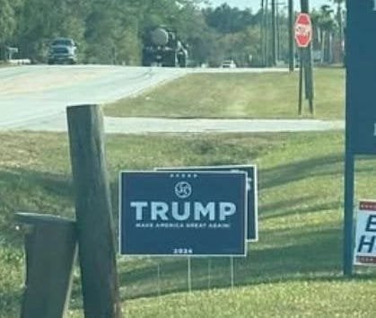 Have you noticed the swastikas on the new Trump signs?