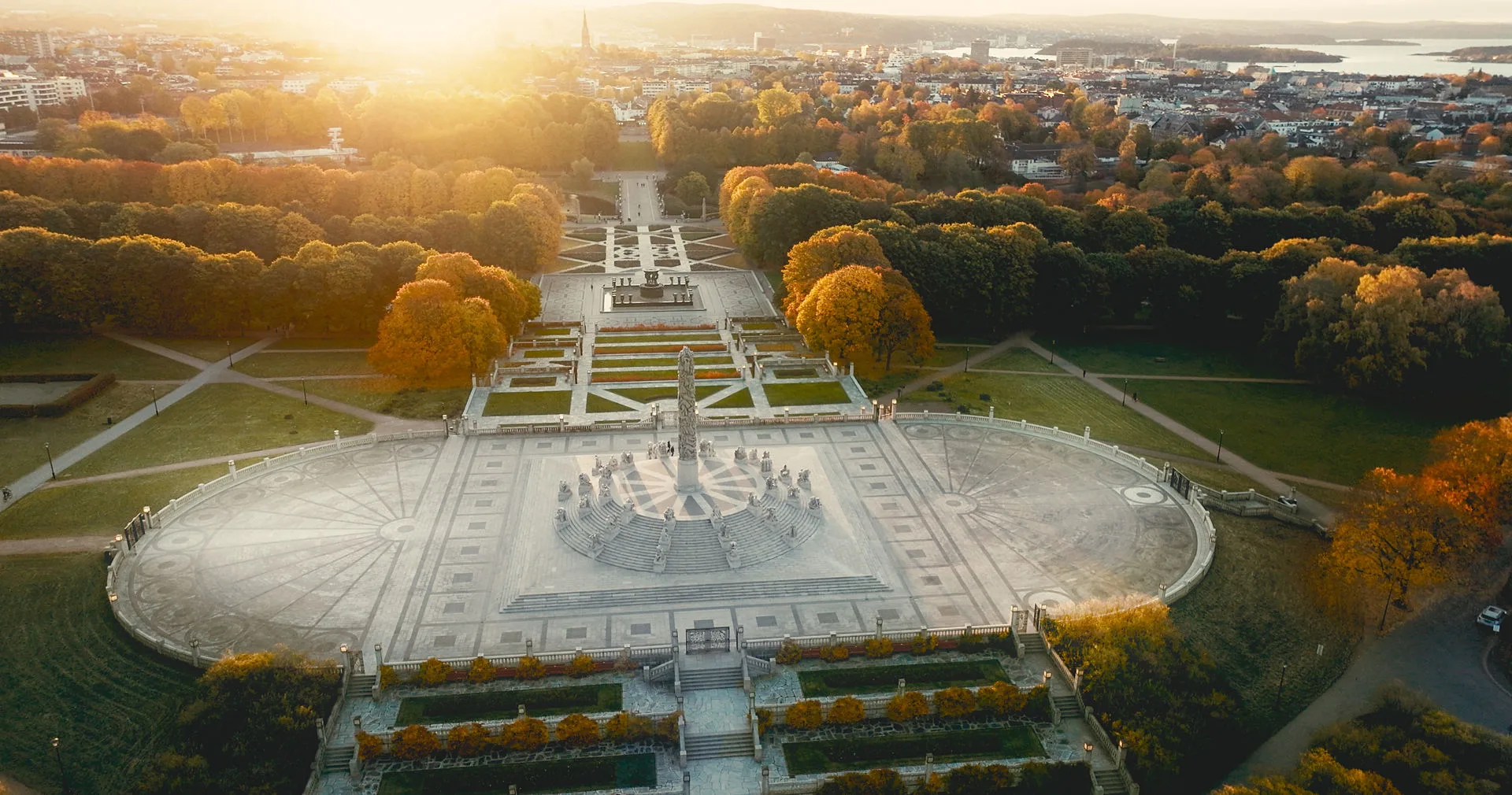 Overhead view of Vigeland Sculpture Park in Oslo, Norway.