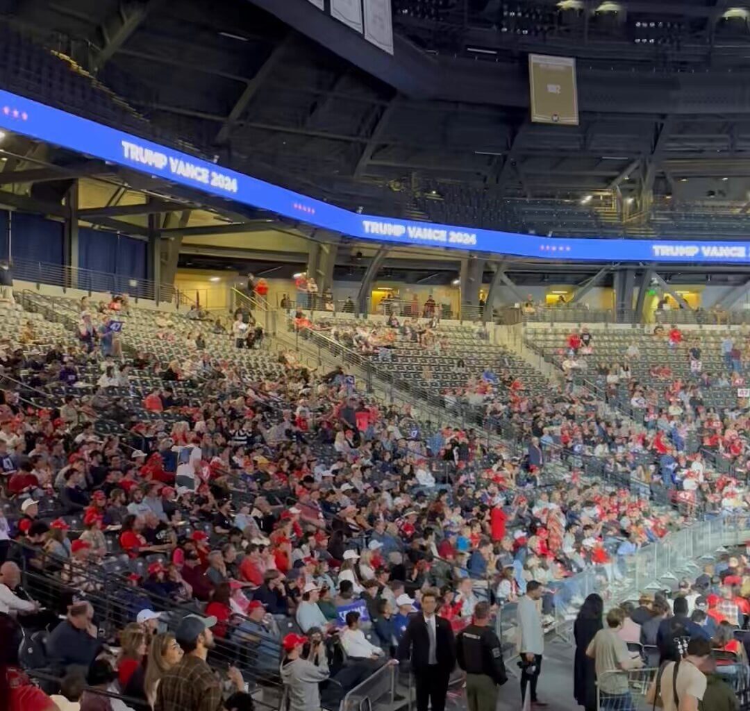 Trump rally: Small venue, less than half full