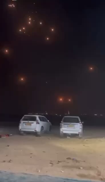 Footage of Missiles landing on Negev Airbase (Israel)