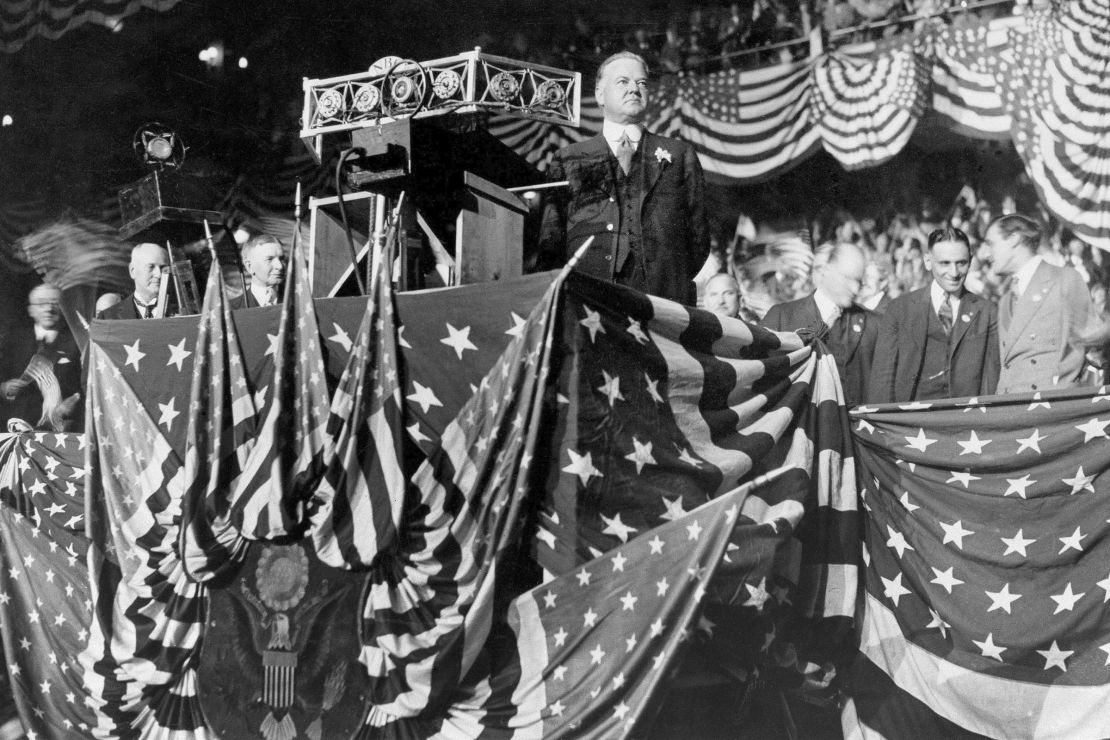 Republican presidential candidate Herbert Hoover is seen at Madison Square Garden on October 22, 1928.