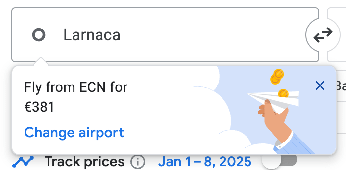 Google flights offering helpful suggestions to save money