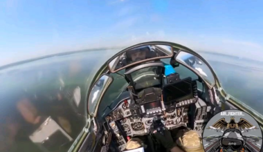 Ukrainian fighter jet pilot "air_fighter" films his cockpit view during a recent flight. To avoid enemy radar he had to fly very low.