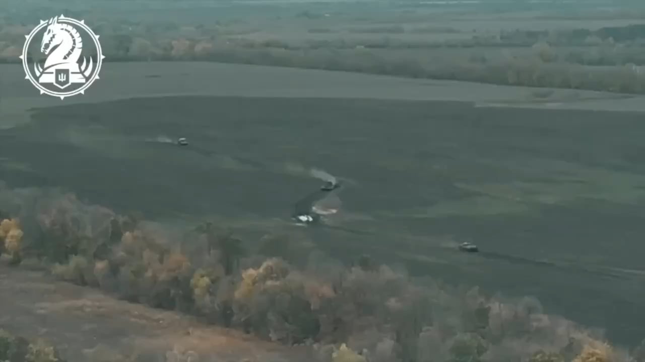 Ukrainian Bradley’s and an Abrams tank jointly fire at Russian positions in the Kursk Region - October 2024