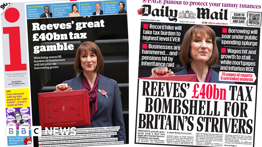 'Reeves' £40bn tax gamble' and 'bombshell for Britain's strivers'