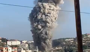 One of Hezbollah ammunition depos exploded under ground, creating this smoke cone