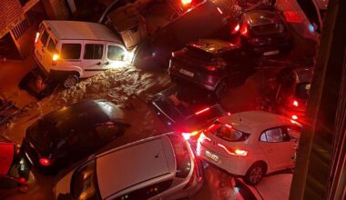 This is not from a horror movie or any bizarre painting, its Valencia, Spain, last night.