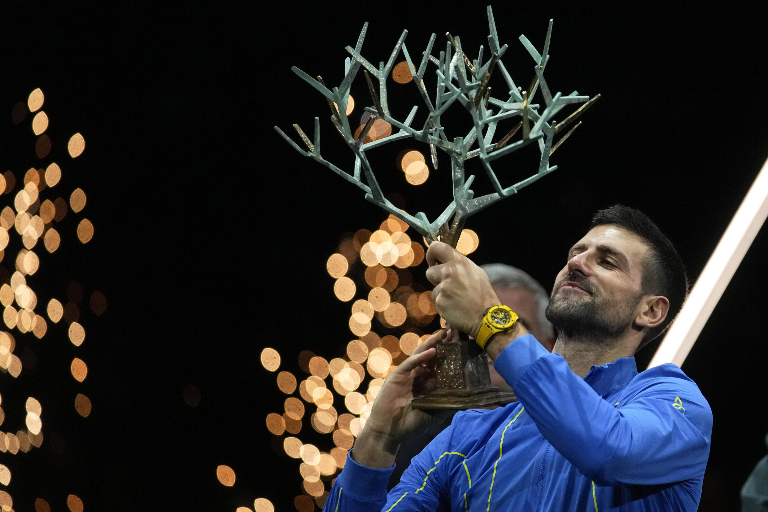 Novak Djokovic beat Grigor Dimitrov in straight sets in November 2023 to lift a record-extending seventh Paris Masters crown.