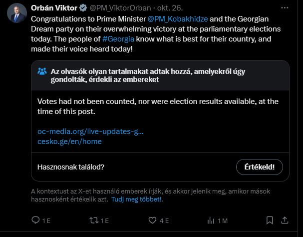 Viktor Orbán congratulated GD for their election win before the results were even available.