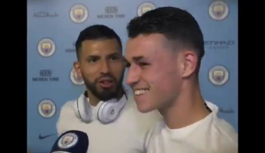 Sergio Aguero to 17 year old Phil Foden: "I love you,too."