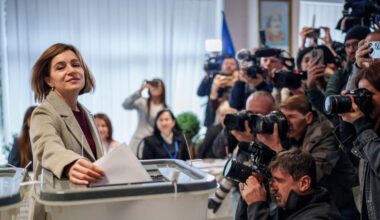 Maia Sandu voting on Sunday. Image: Associated Press / Alamy Stock Photo