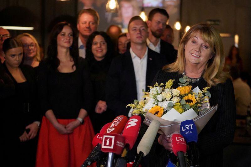 FILE PHOTO: Blinkeviciute speaks during general election in Vilnius