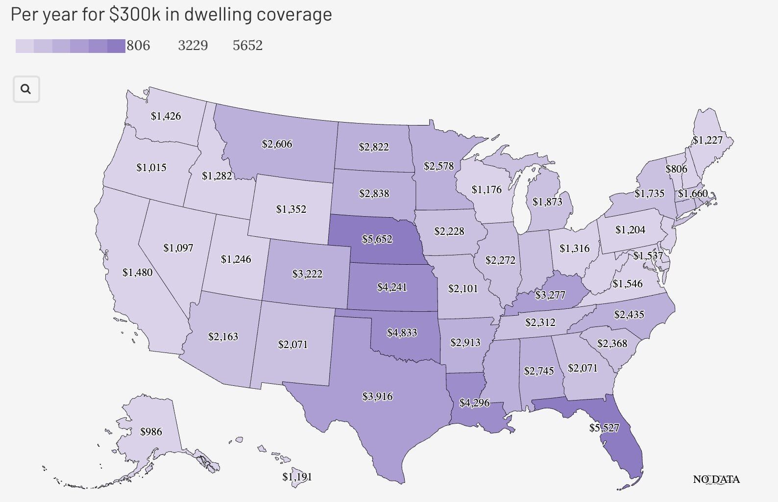 U.S home insurance rates by state - October 2024