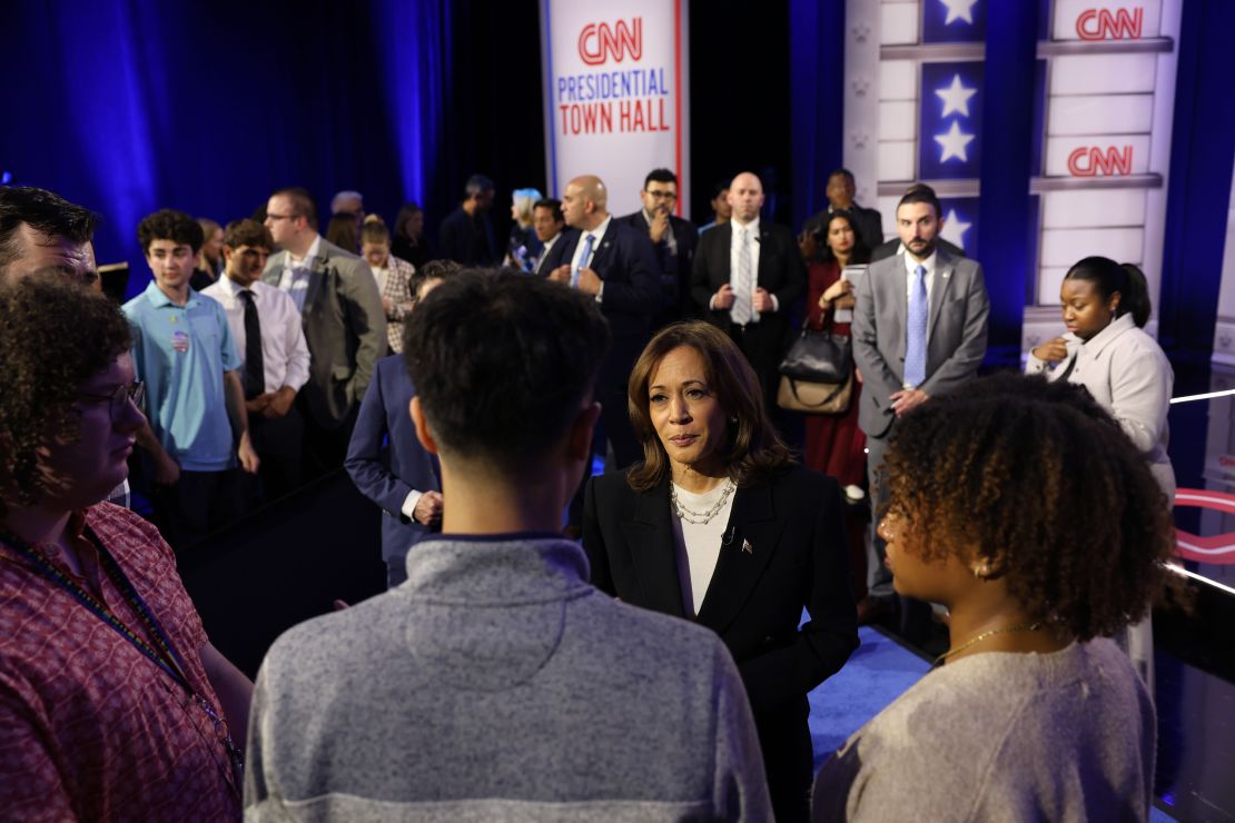 Vice President Kamala Harris speaks to voters after the town hall.