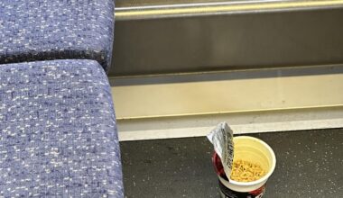 Just got on a train and found an abandoned pot noodle