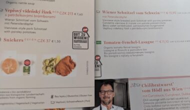 Preis vom Schnitzel je nachdem ob man von der tschechischen Karte oder der österreichischen bestellt (im selben ÖBB Zug)