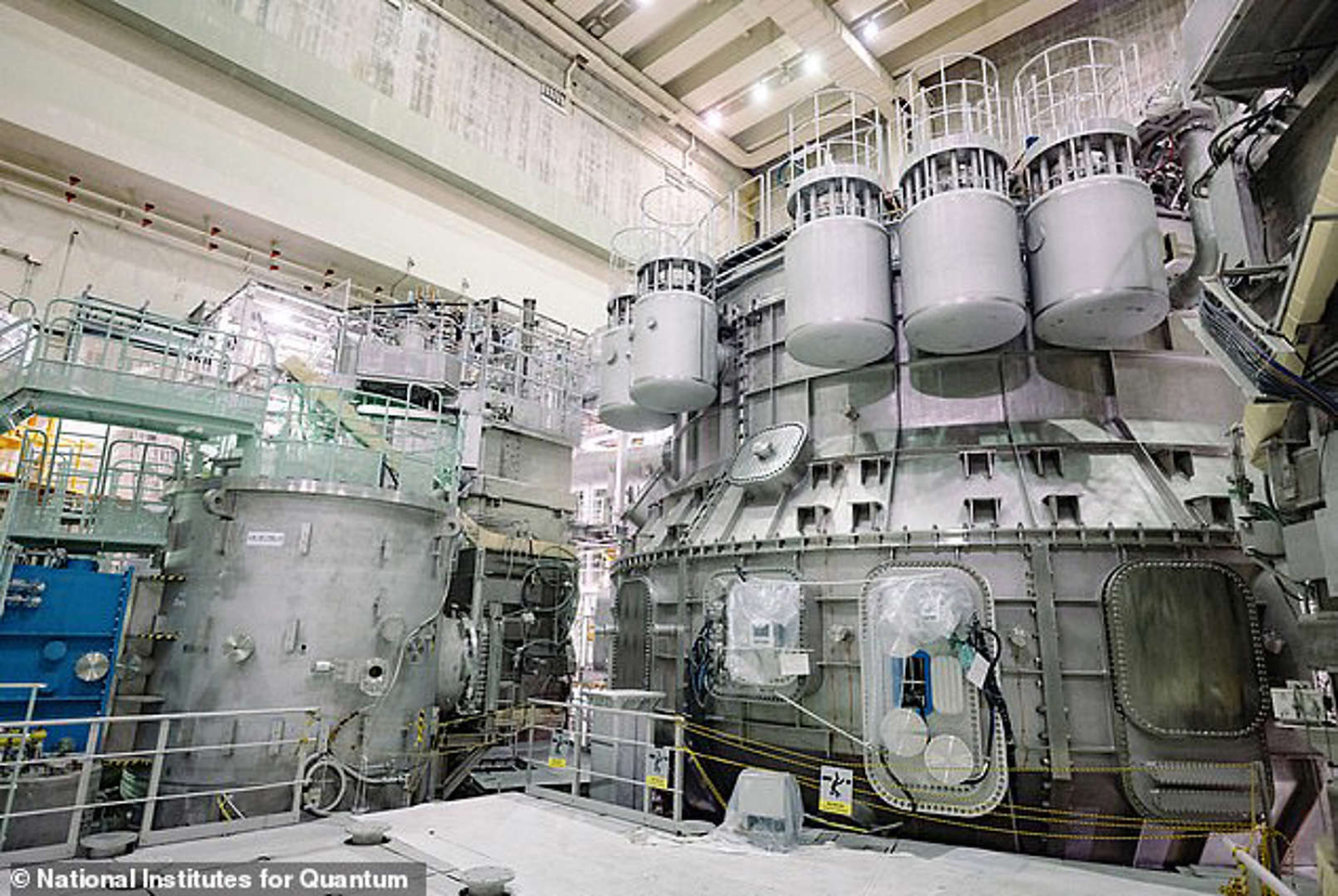 Pictured, the JT-60SA, the world's biggest nuclear fusion reactor constructed to date, prior to its inauguration in the city of Naka, Ibaraki prefecture, Japan. 