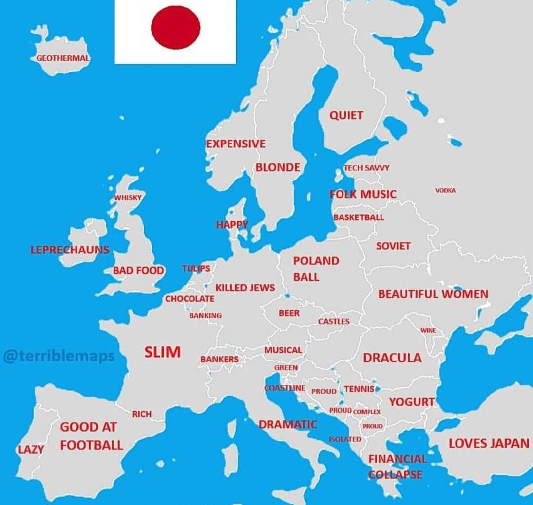 Japanese Stereotypes of European Countries - Terrible maps