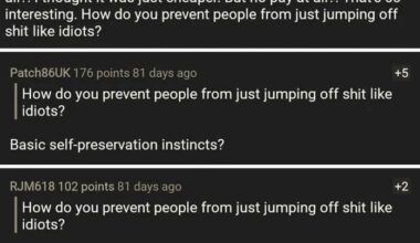 “How do you prevent people from just jumping off shit like idiots?”