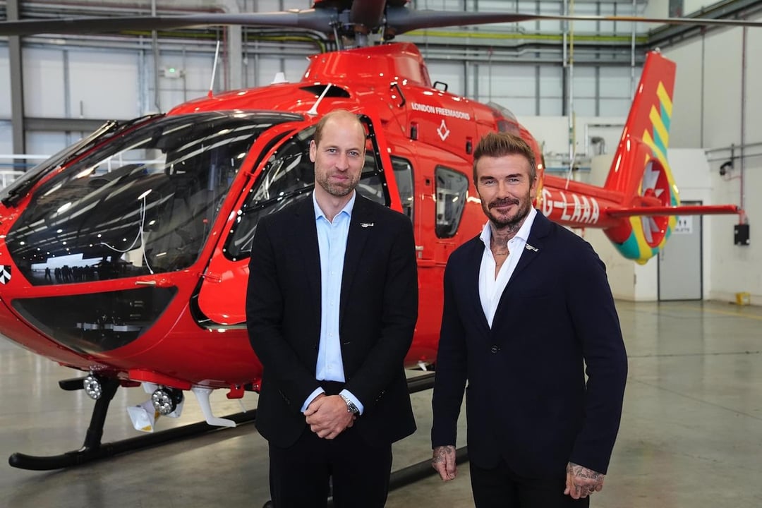 Prince William and David Beckham visit London Air Ambulance Charity