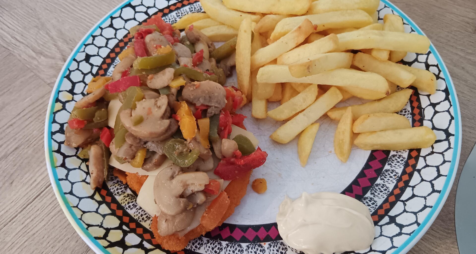 Chicken schnitzel and fries