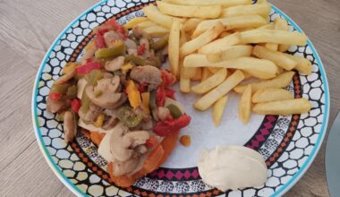 Chicken schnitzel and fries