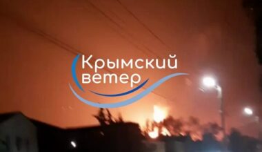 It is reported that in Feodosia, occupied Crimea, another oil tank caught fire. In total, six tanks are now reportedly damaged/destroyed.