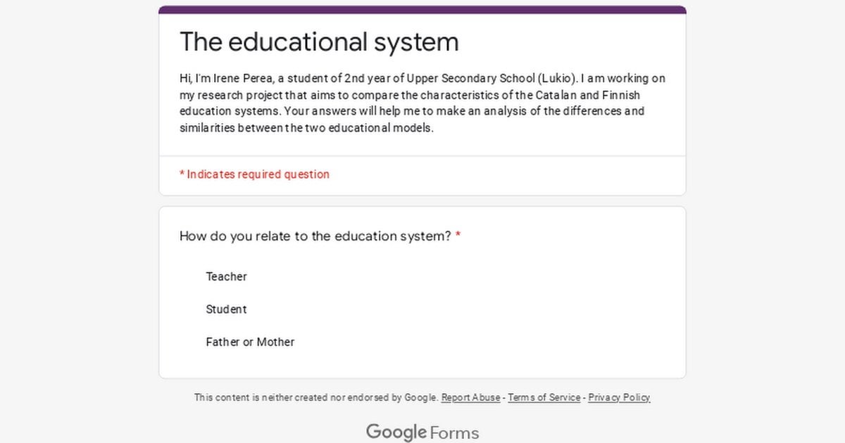 Survey for students and teachers in the Finnish eduactional system