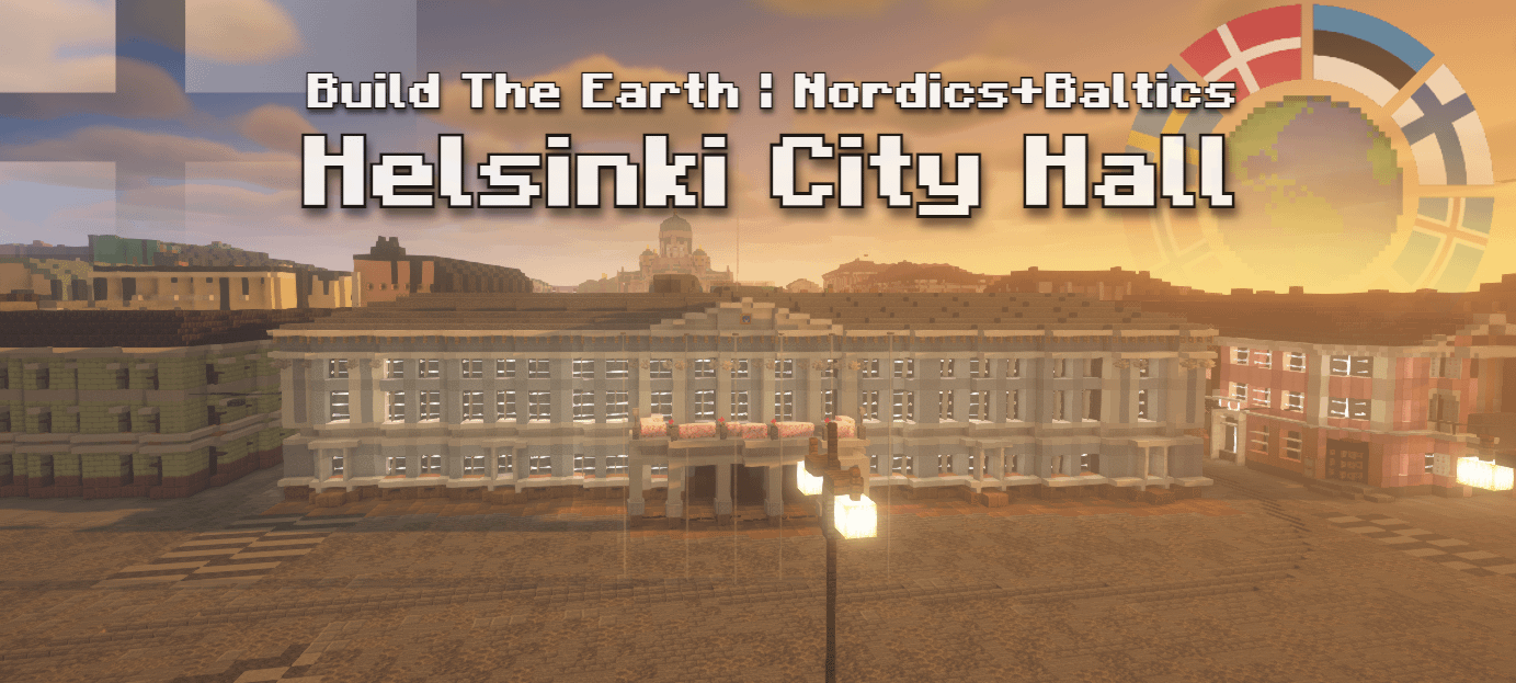 Helsinki City Hall built 1:1 in Minecraft