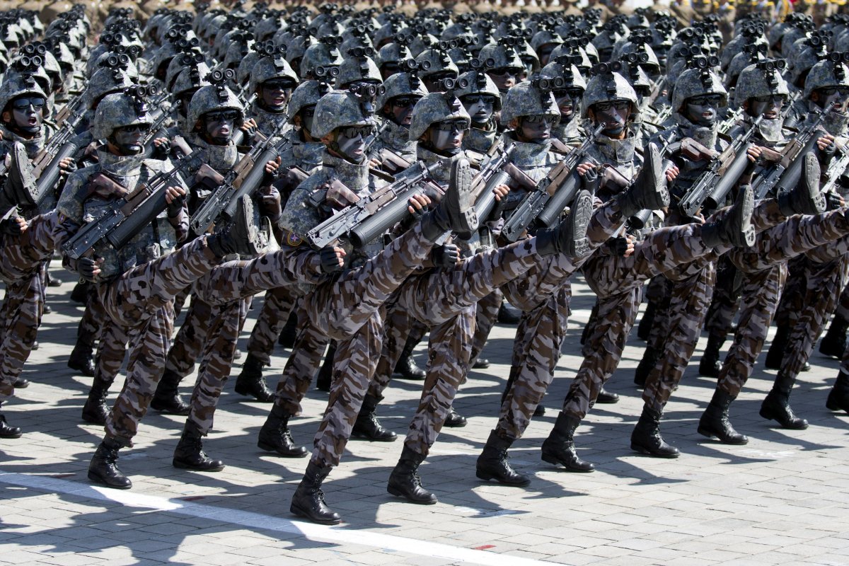 North Korean troops marching