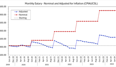 [OC] Graph of My Monthly Salary from 2019-2024 Adjusted for Inflation