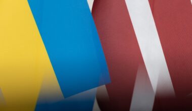 Flags of Ukraine and Latvia for Crimea platform parliamentary summit