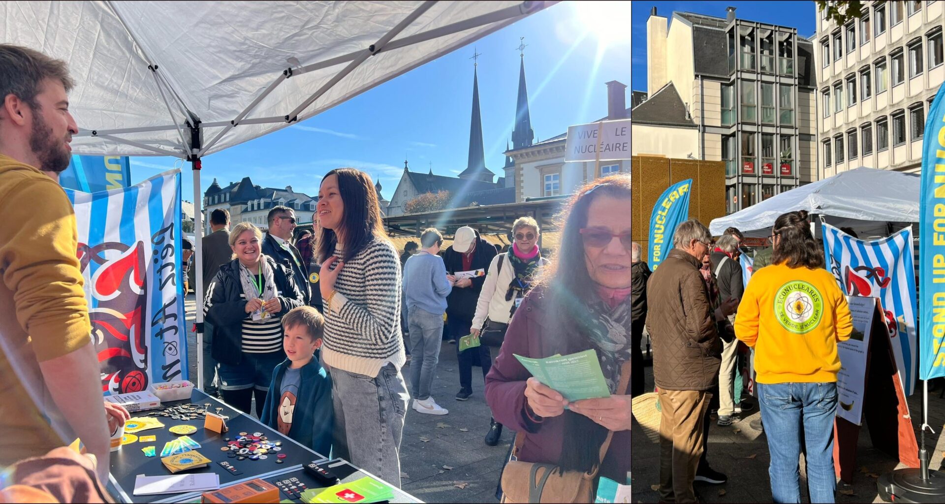 Environmentalists campaigning for nuclear energy in Luxembourg today